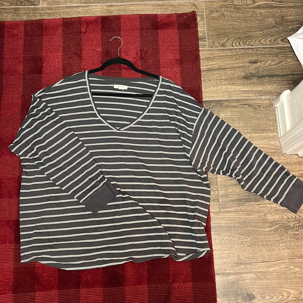 Madewell striped cotton long sleeve, size 2x
